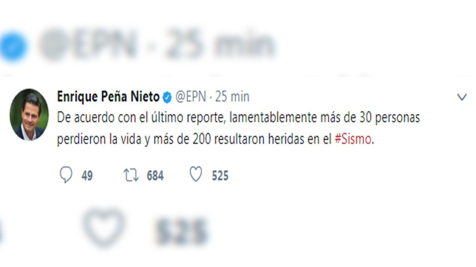 EPN confirma cifra de muertos por sismo