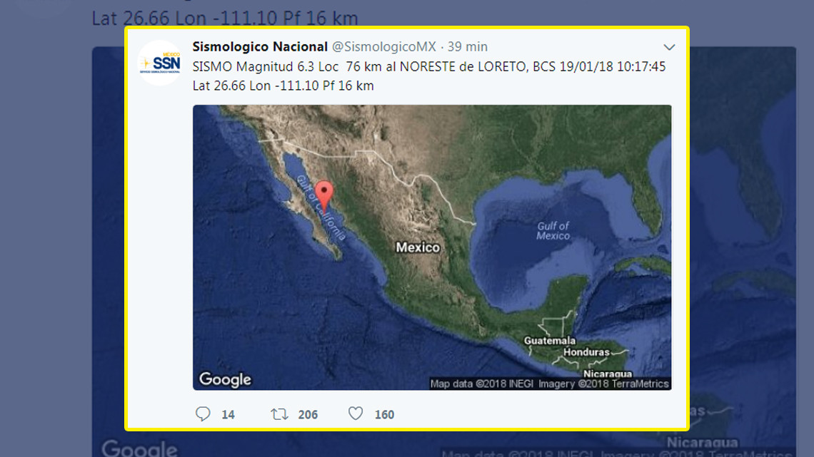 Sismo de 6.3 sacude BCS, no se reportan daños