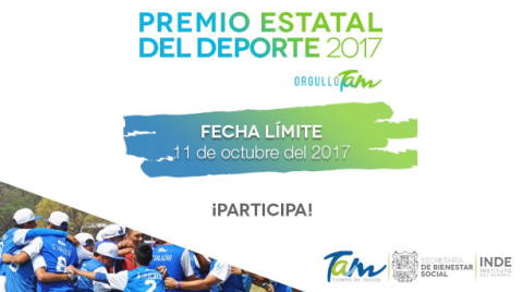 Invitan a participar en “Premio Estatal del Deporte 2017”