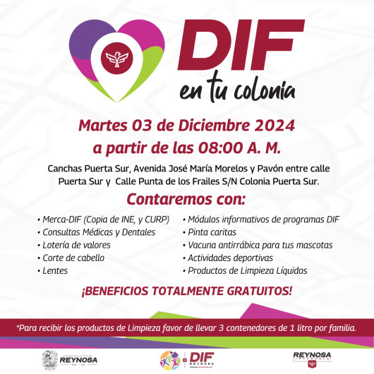 Llevará DIF Reynosa servicios gratuitos a la colonia Puerta Sur
