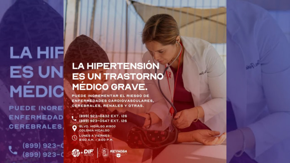 Llama DIF Reynosa a prevenir la hipertensión con atención médica gratuita