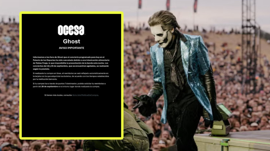 Ghost cancela su primer concierto en CDMX por intoxicación de Tobias Forge