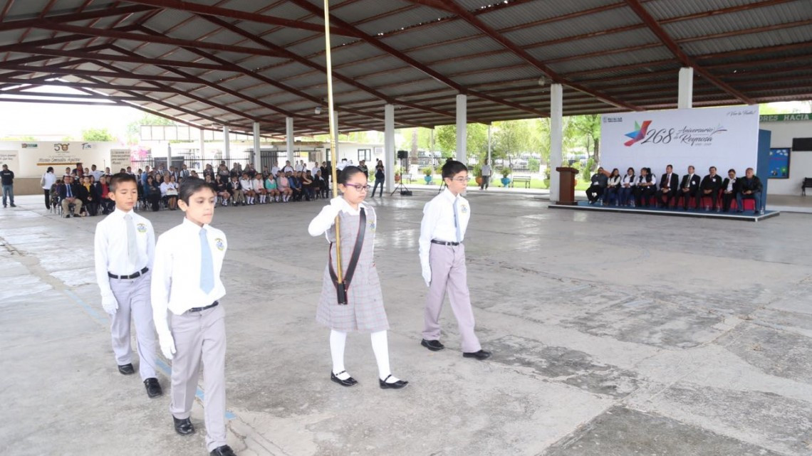 Ofrecen exhibición de Escoltas Escolares en Aniversario de Reynosa