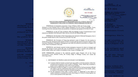 A partir de hoy y hasta el 5 de abril, el condado de Hidalgo impondrá toque de queda