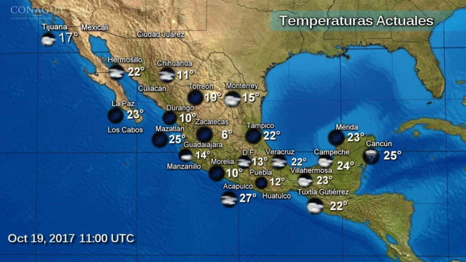 Efectos de frente frió mantendrán lluvias en la mayor parte del país