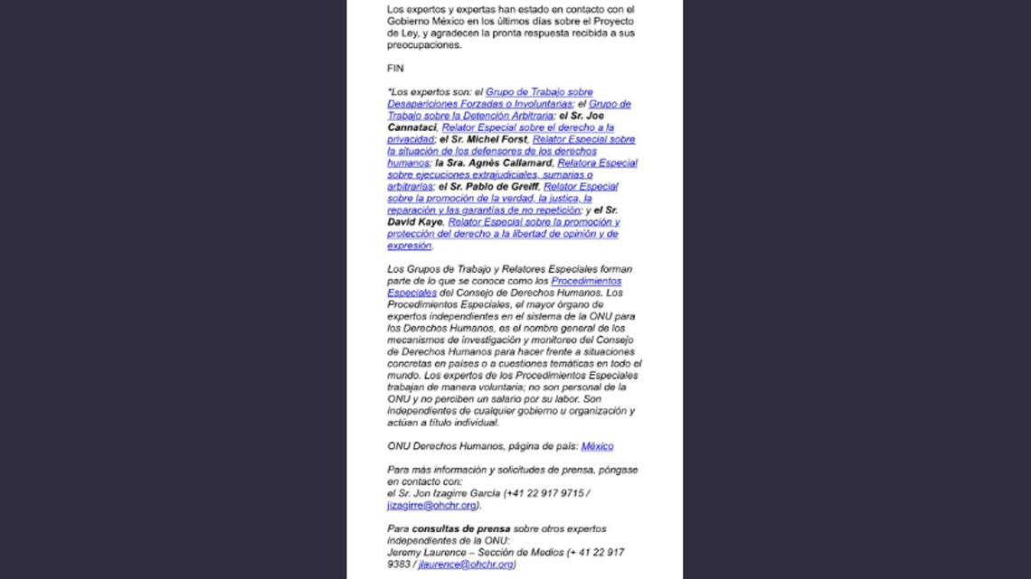 ONU se pronuncia ante La Ley de Seguridad Interior