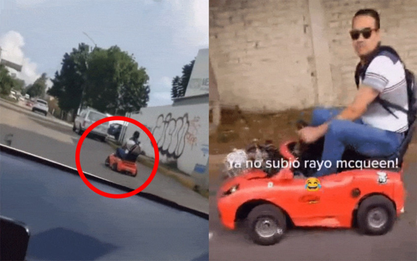 Hombre maneja mini auto a toda velocidad por Morelia