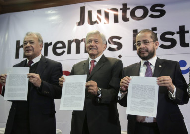 Firman coalición Morena, PT y PES