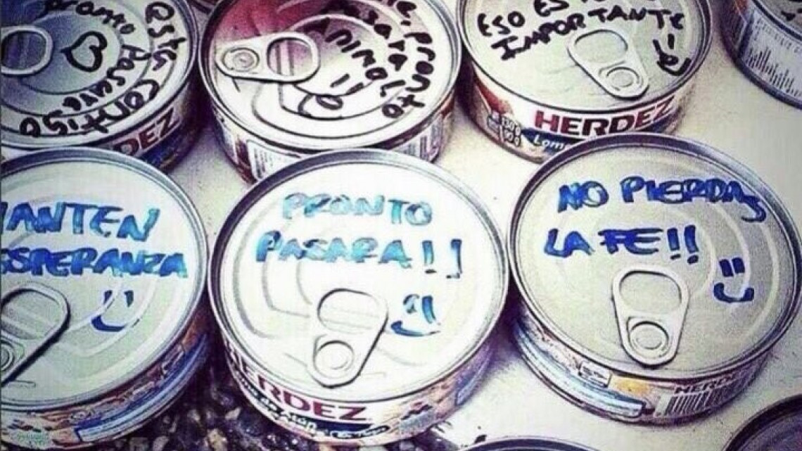 Envían víveres con lindos mensajes de aliento