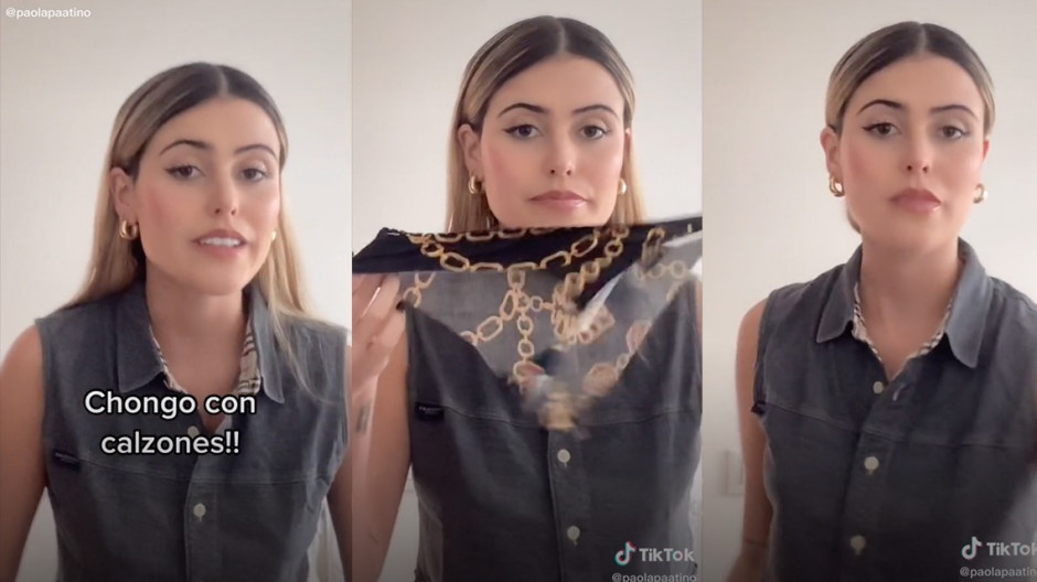 Mujer usa calzones para peinarse