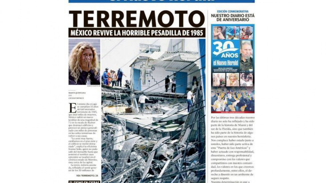 Sismo de México en portadas internacionales
