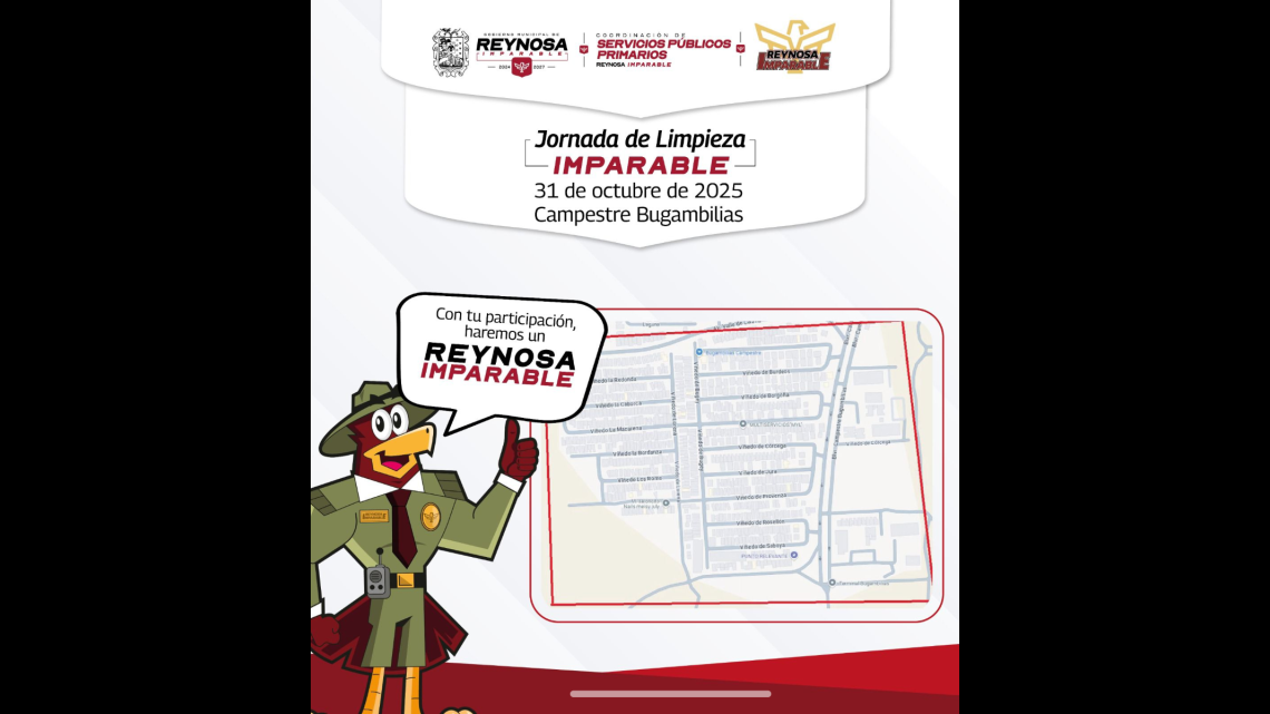 Inicia jornada de limpieza y descacharre en la colonia Bugambilias de Reynosa