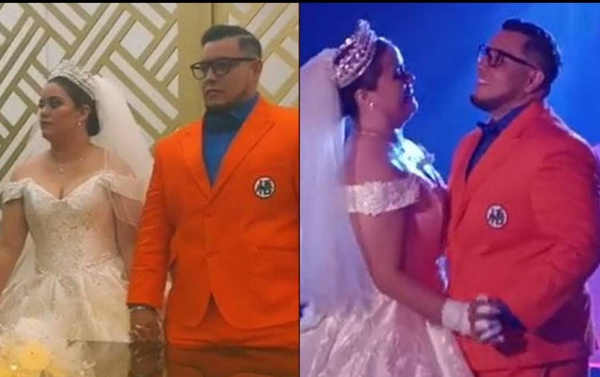 Hombre se casa luciendo traje de Dragon Ball 