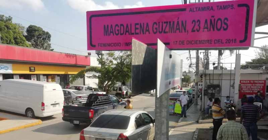 Nombres de mujeres víctimas en las calles de Altamira