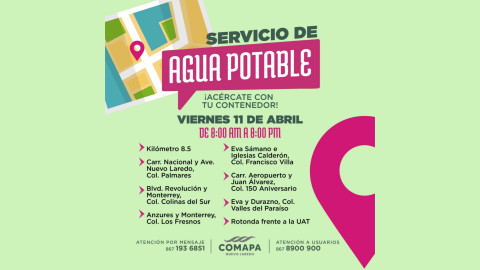 Exhorta COMAPA a almacenar agua ante suspensión de servicio por trabajos de mantenimiento 