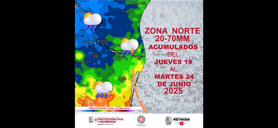 Pronostican fuertes lluvias en Reynosa: PCyB emite recomendaciones