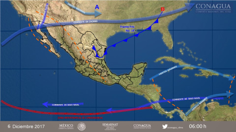Frente Frío No. 14 trae consigo vientos y lluvias fuertes