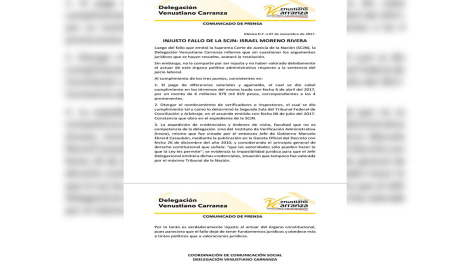 Moreno Rivera acepta y considera "injusta" destitución