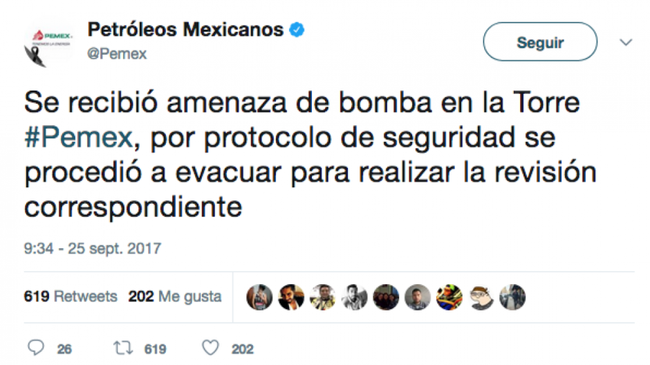Evacúa Petróleos Mexicanos su torre en CDMX por amenaza de bomba