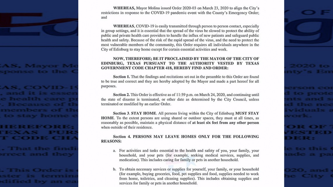Ordena Edinburg “permanecer en casa” por coronavirus 